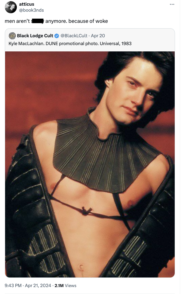 dune 80s outfits - atticus men aren't s anymore. because of woke Black Lodge Cult BlackL.Cult Apr 20 Kyle MacLachlan, Dune promotional photo. Universal, 1983 2.1M Views